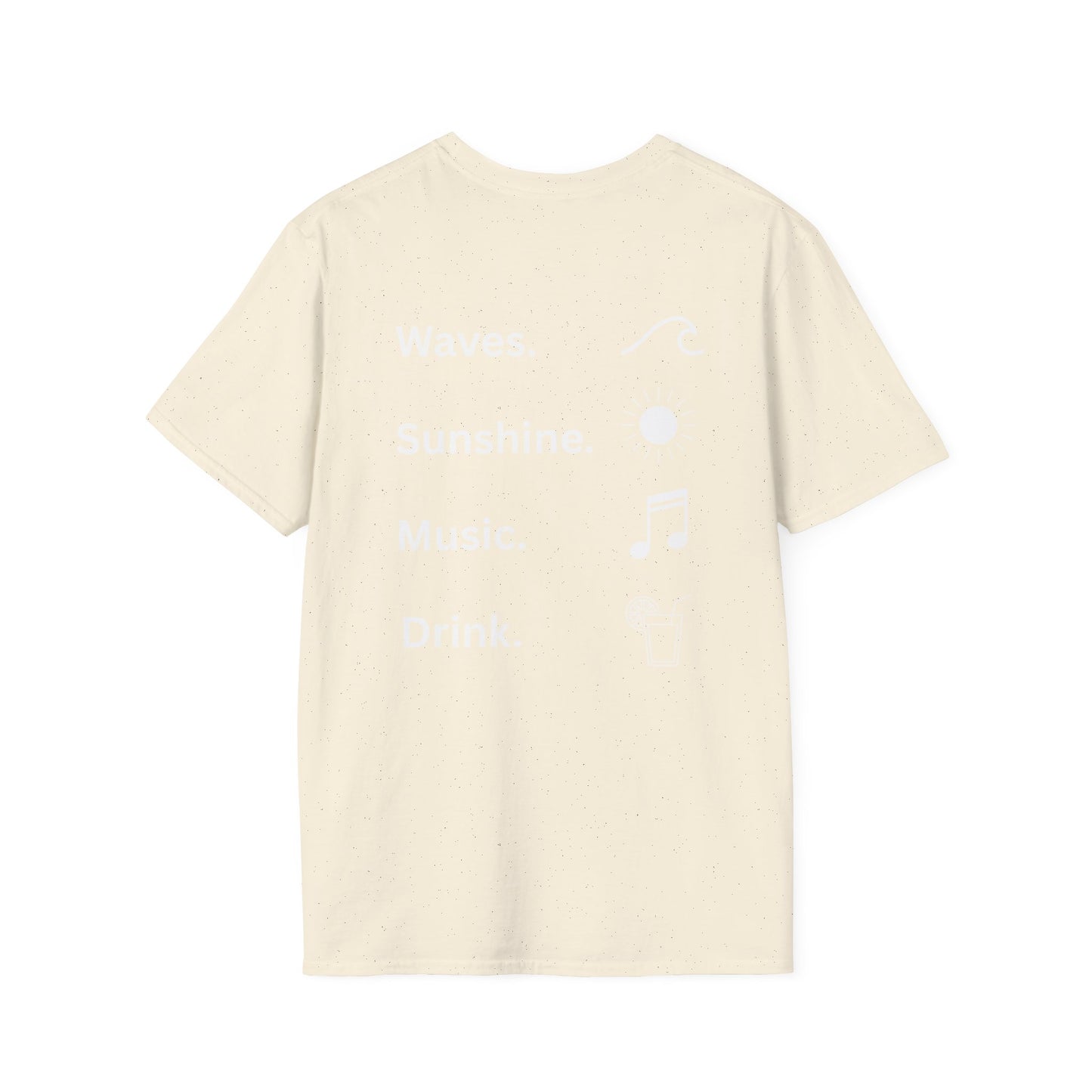 Waves. Sunshine. Music. Drink. Beach vibes shirt