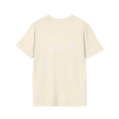 Waves. Sunshine. Music. Drink. Beach vibes shirt